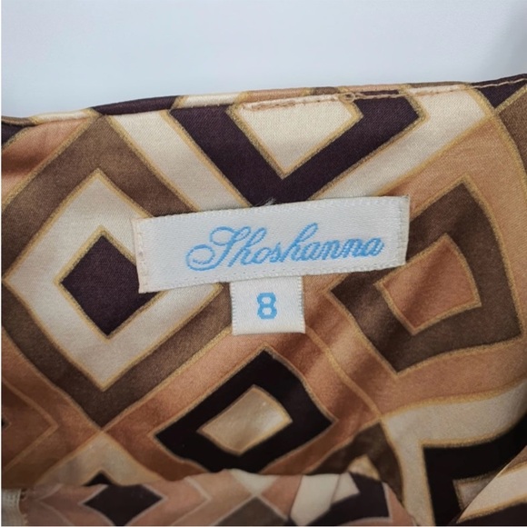 Shoshanna Silk Geometric Slip Dress 8 Gold Chain Strap Y2K 90s Mini Retro - Picture 4 of 12
